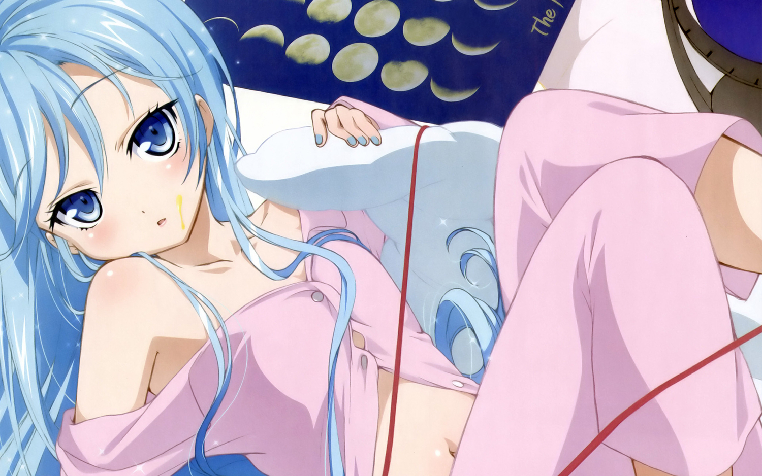 blue_eyes, blue_hair, denpa_onna_to_seishun_otoko, long_hair, nishida_asako, pajamas, touwa_erio