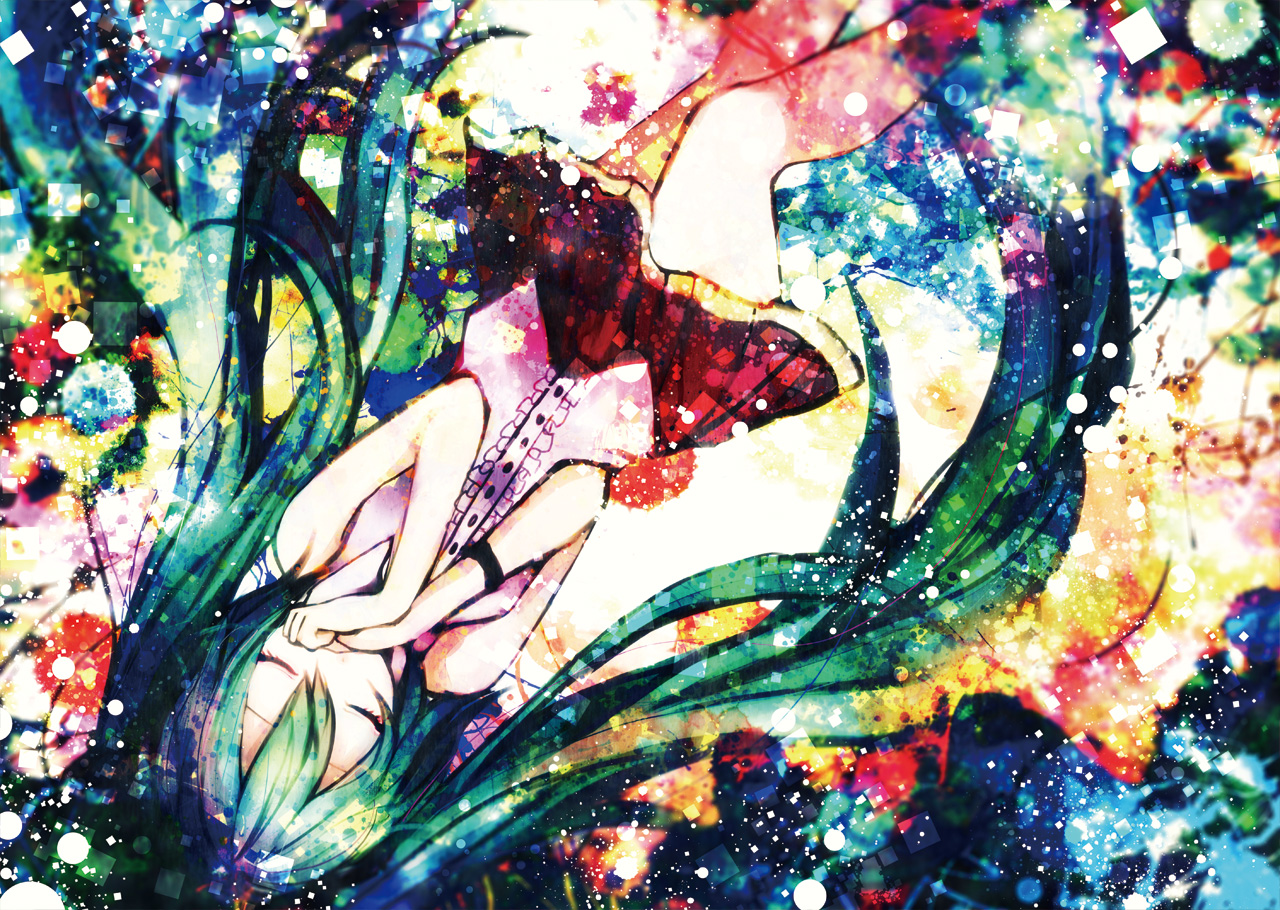 aqua_hair, hatsune_miku, long_hair, sazanami_shione, skirt, twintails, vocaloid