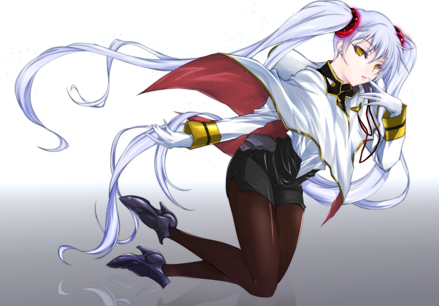 gloves, gray_hair, hoshino_ruri, long_hair, martian_successor_nadesico, pantyhose, sawa_(sawa-house), twintails, yellow_eyes