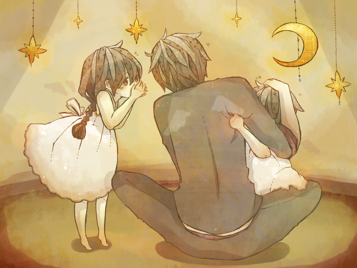 black_hair, dress, durarara!!, long_hair, mizutame_tori, orihara_izaya, orihara_kururi, orihara_mairu