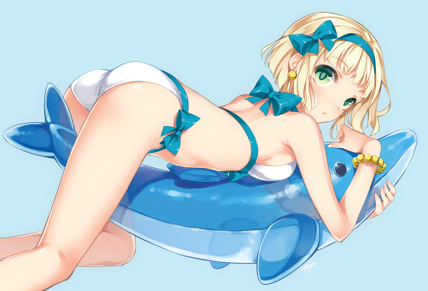 bikini, blonde_hair, kayou_(artist), original, short_hair, swimsuit