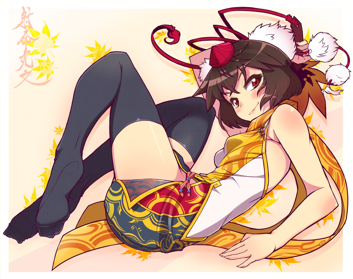 hat, red_eyes, shameimaru_aya, taketora, thighhighs, touhou