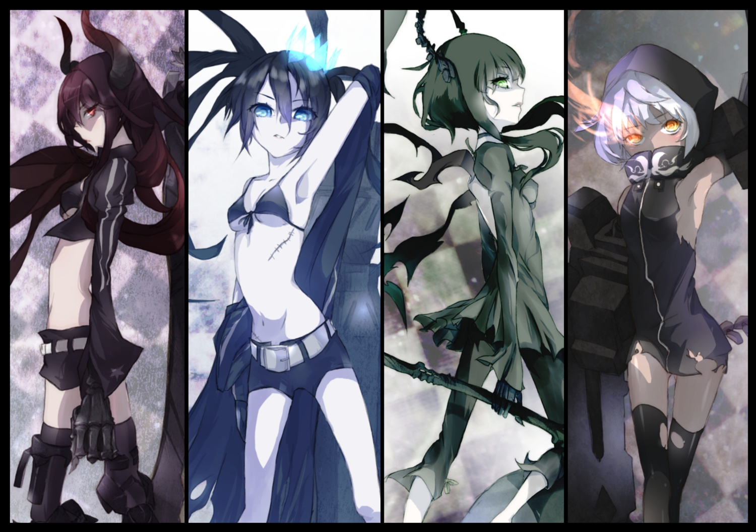 black_rock_shooter, hood, irino_saya, koutari_yuu, kuroi_mato, takanashi_yomi, takka