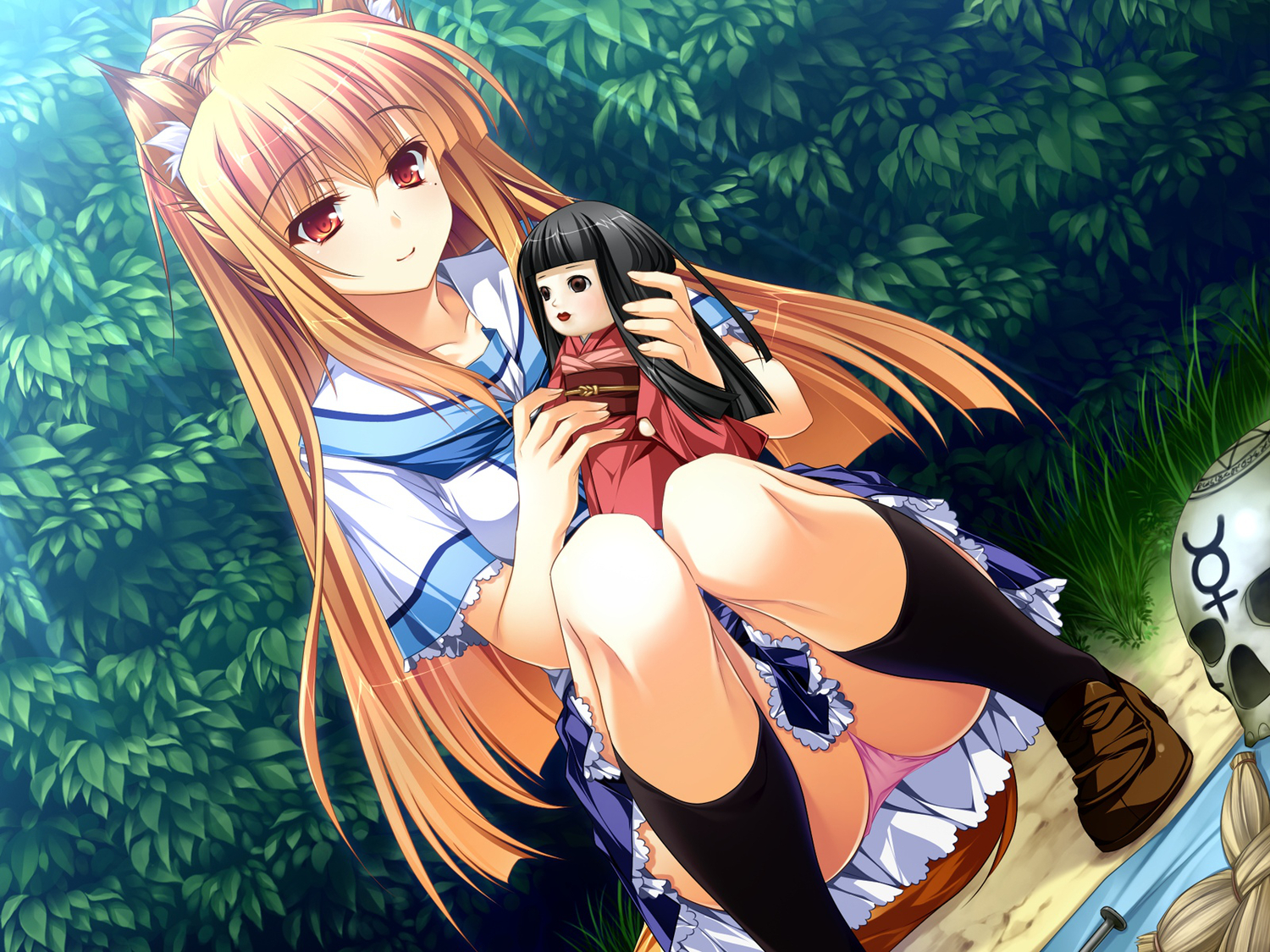 animal_ears, brown_hair, doll, foxgirl, game_cg, long_hair, miyama_kon, otomimi_infinity