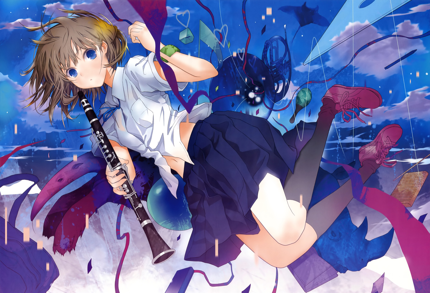 blue_eyes, brown_hair, fuyuno_haruaki, girls_avenue, instrument, megami, scan, school_uniform