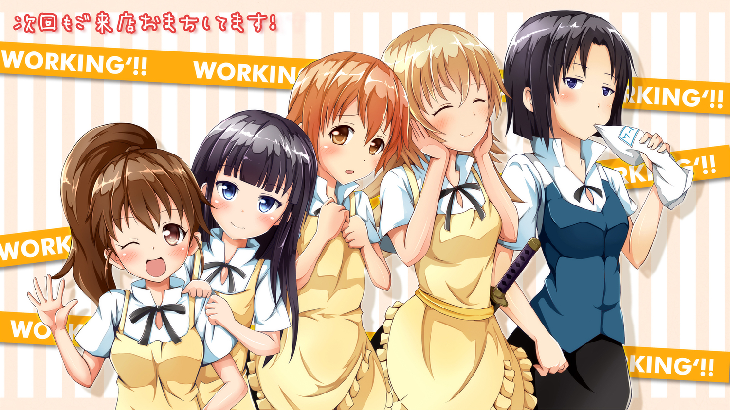 inami_mahiru, shirafuji_kyoko, taneshima_popura, todoroki_yachiyo, working!!, yamada_aoi