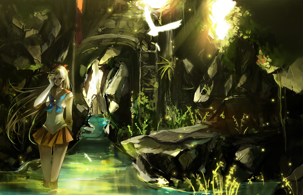 aino_minako, blonde_hair, bow, elbow_gloves, gloves, nako_(nonrain), sailor_moon, sailor_venus