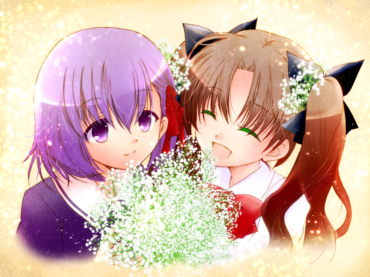 fate_(series), fate/stay_night, matou_sakura, purple_hair, tohsaka_rin, yuuki_sara
