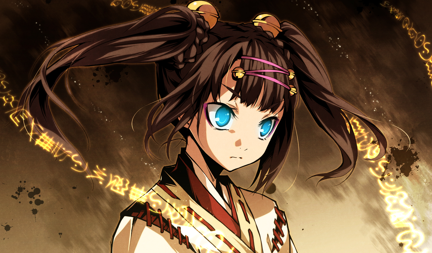 black_hair, blue_eyes, game_cg, g_yuusuke, kajiri_kamui_kagura, magic, mikado_ryuusui, twintails