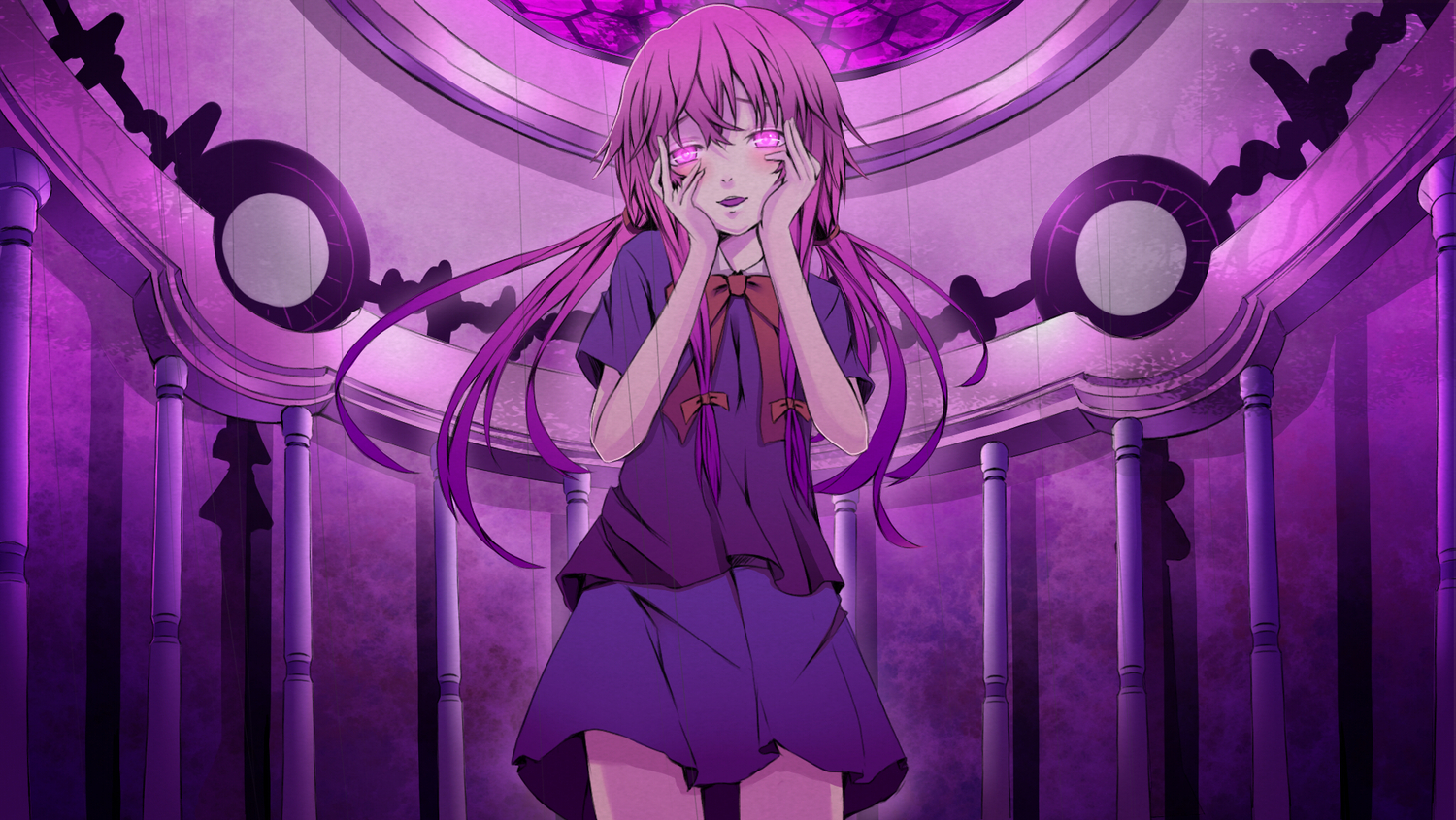 gasai_yuno, mirai_nikki, pink_eyes, pink_hair, purple, reio_(reio_reio), tagme