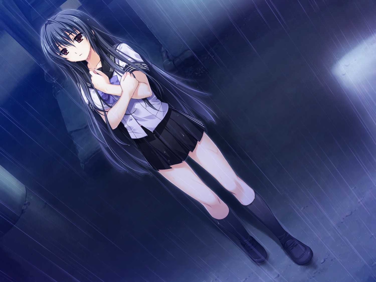 akabeisoft2, alpha_(alpha91), black_hair, brown_eyes, dark, game_cg, kneehighs, kourin_no_machi_lavender_no_shoujo