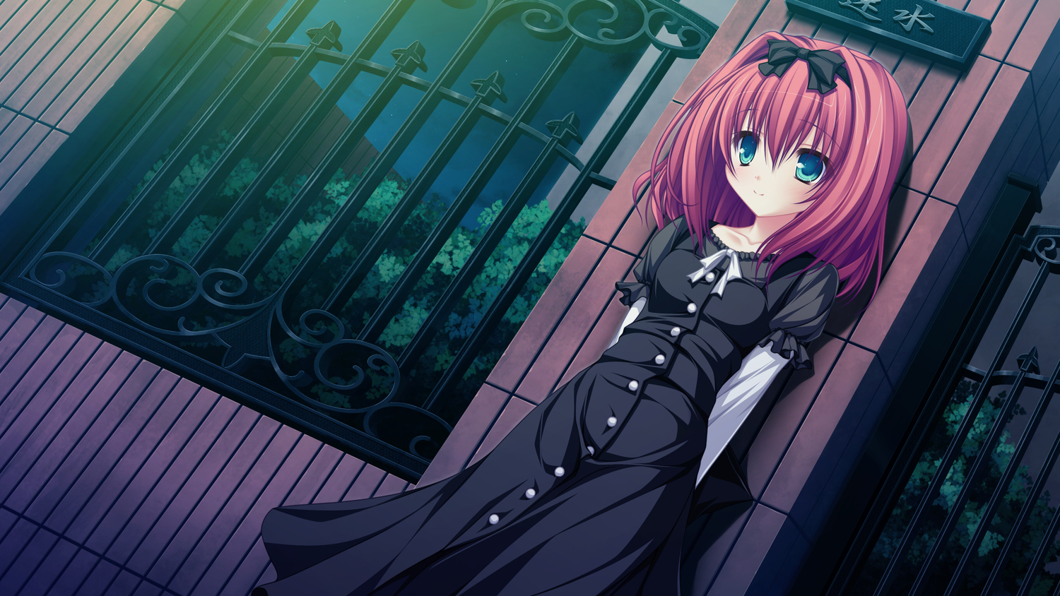 bow, brown_hair, dress, game_cg, green_eyes, hayami_mai, headband, lunaris_filia