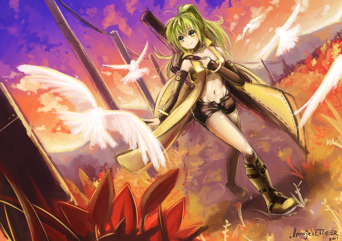 green_eyes, green_hair, ponytail, projecttiger, sonika, vocaloid