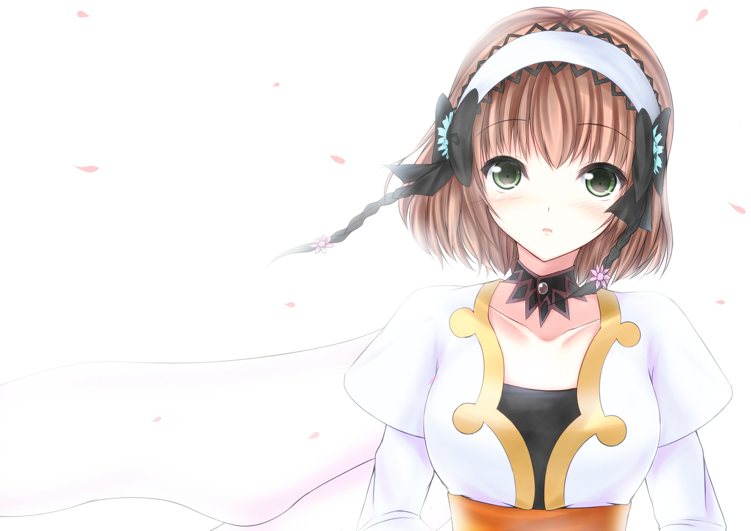 bow, brown_hair, flowers, green_eyes, leia_rolando, tales_of_xillia, white