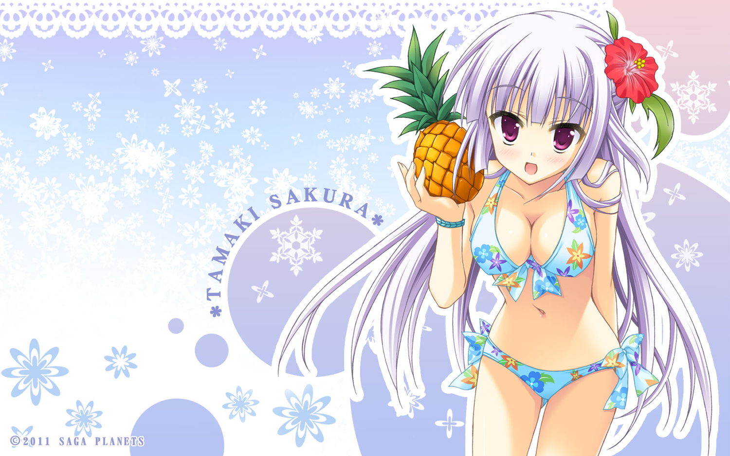 bikini, breasts, cleavage, food, fruit, hatsuyuki_sakura, hontani_kanae, long_hair