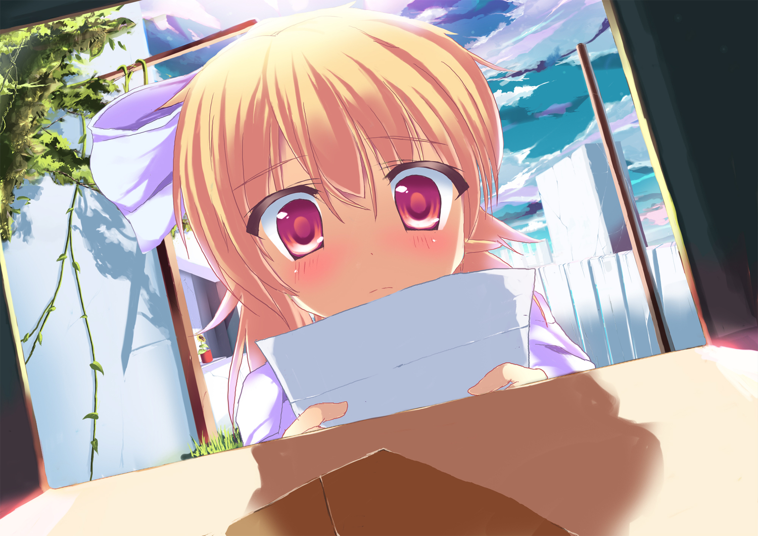 blonde_hair, blush, close, ha_ru, original, pink_eyes