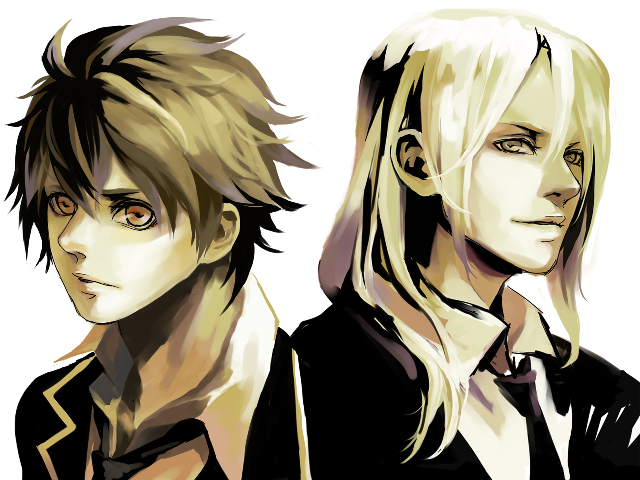 all_male, guilty_crown, male, monochrome, ouma_shu, tsutsugami_gai
