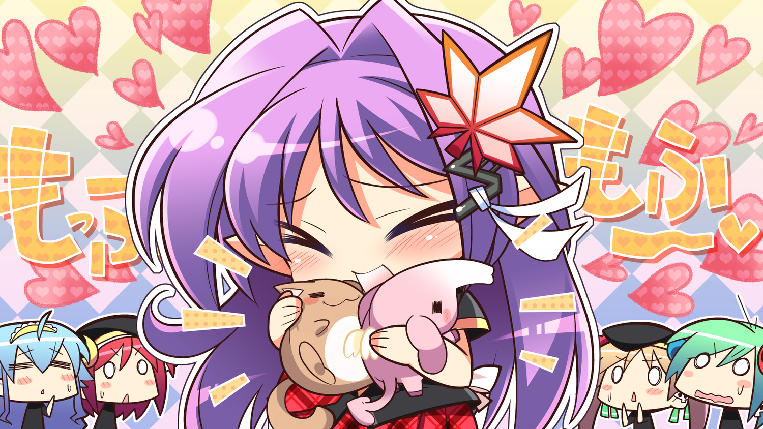 chibi, enomoto_yoshika, game_cg, hiiragi_tsukino, hisagihara_ui, komowata_haruka, kureha_(maikaze_no_melt), maikaze_no_melt