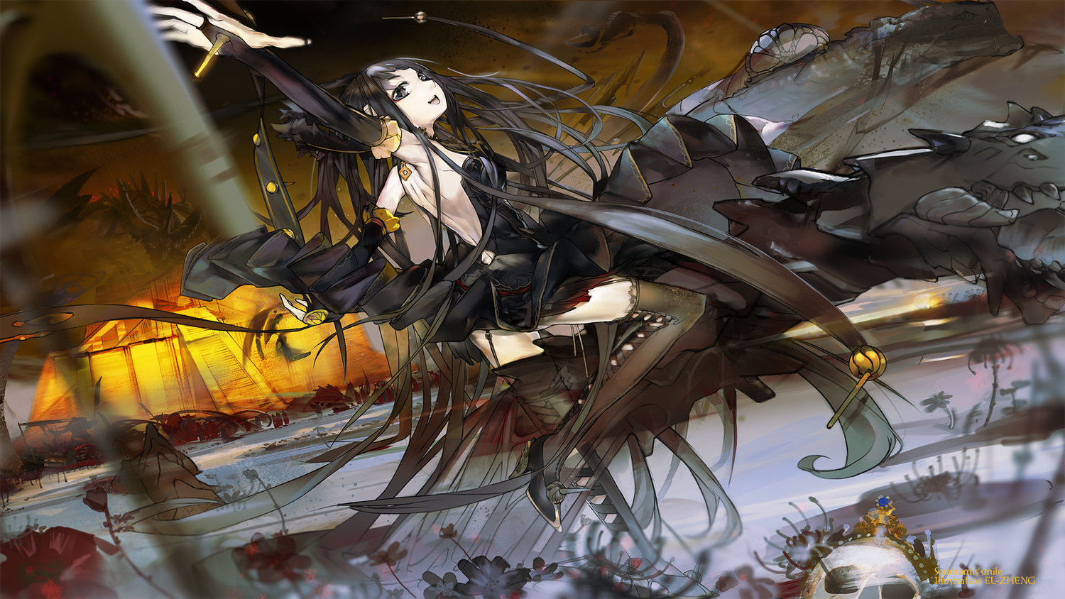 black_eyes, black_hair, dragon, el-zheng, fate/apocrypha, fate_(series), fate/stay_night, semiramis
