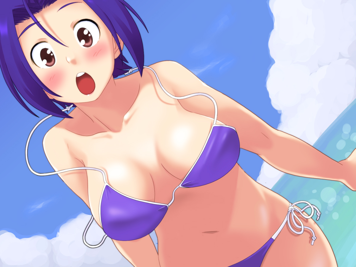 bikini, blush, idolmaster, miura_azusa, swimsuit, toshifumi