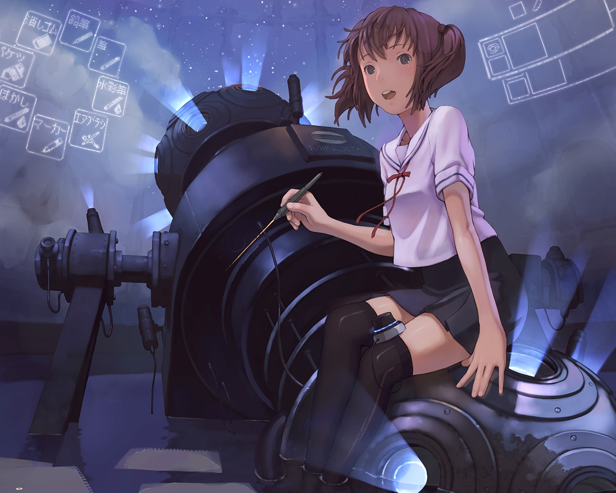 brown_hair, original, school_uniform, shizuma_yoshinori, thighhighs, water