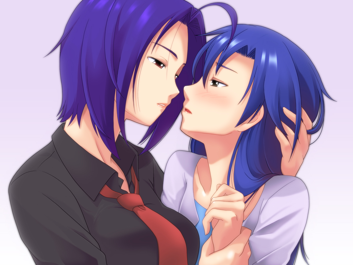 2girls, idolmaster, kisaragi_chihaya, miura_azusa, shoujo_ai, toshifumi