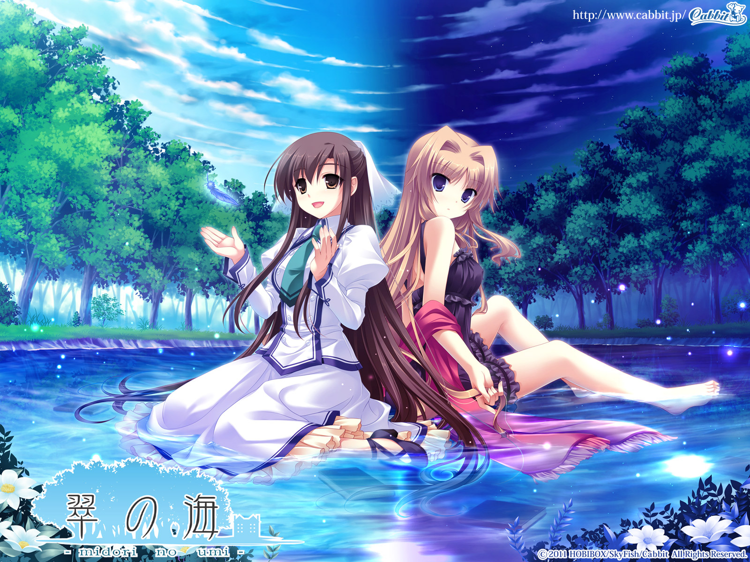 cabbit, chisha, long_hair, michiru_(midori_no_umi), midori_no_umi, saeki_hokuto, water, yukie