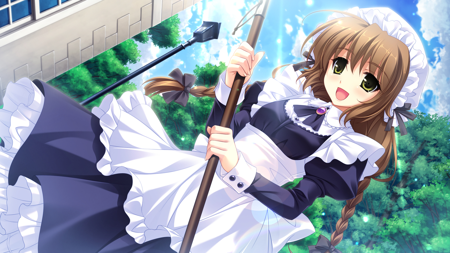 brown_eyes, brown_hair, cabbit, game_cg, haina_(midori_no_umi), maid, midori_no_umi, saeki_hokuto