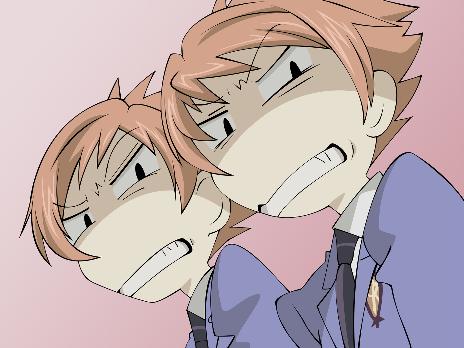 all_male, hitachiin_hikaru, hitachiin_kaoru, hitodama, male, morrow_(artist), orange_hair, ouran_koukou_host_club