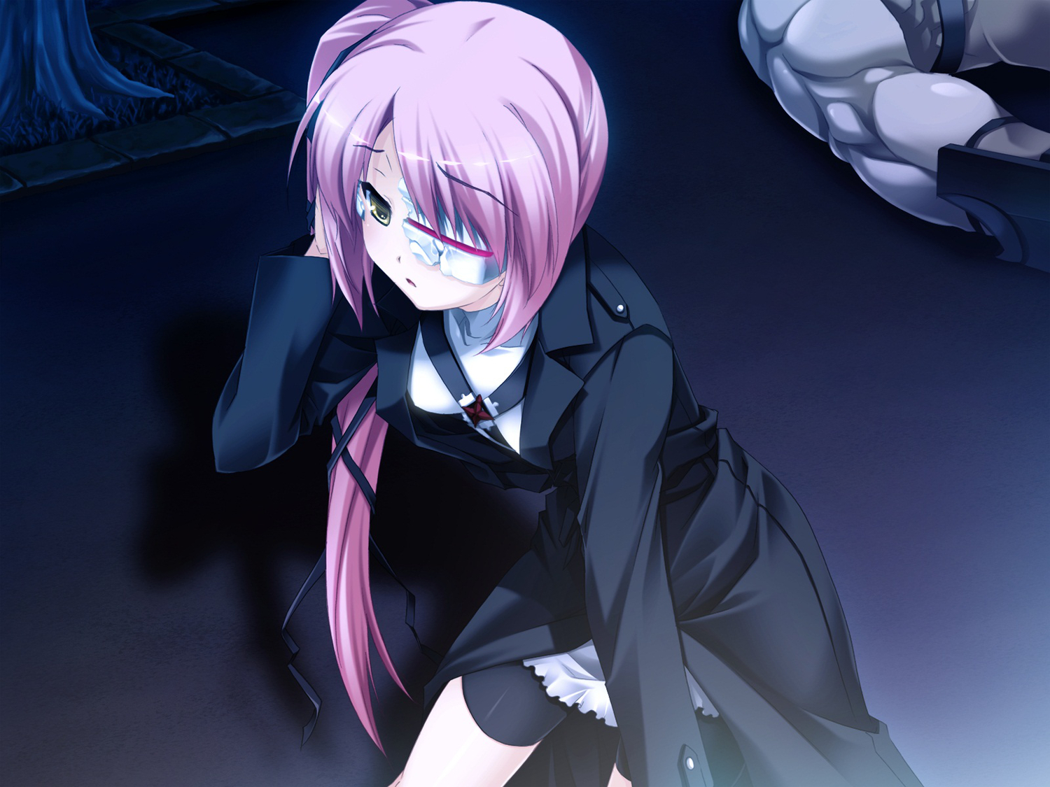 3rd_eye, alice_(bloody_rondo), bloody_rondo, game_cg, long_hair, makita_maki, pink_hair, uniform