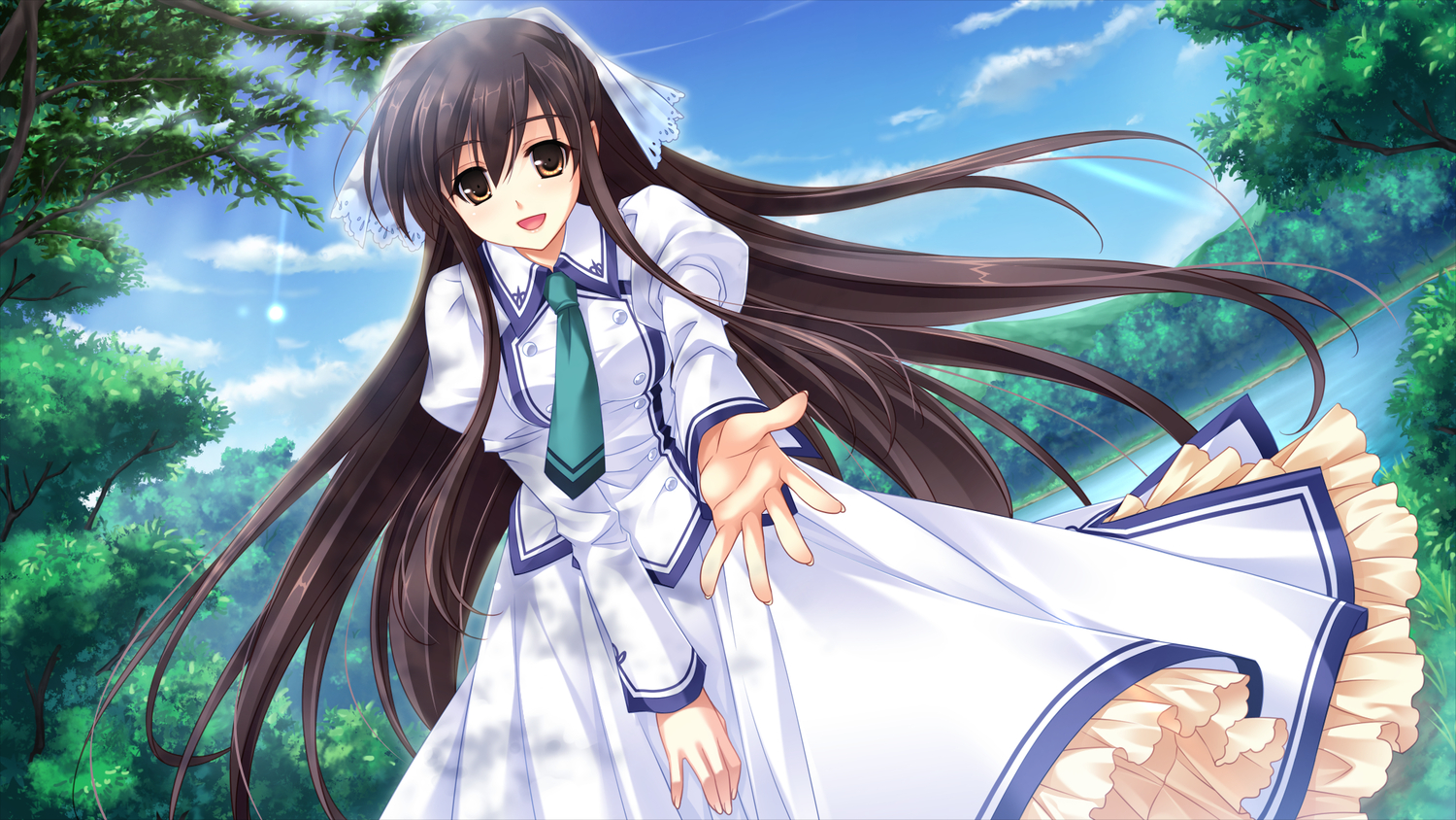 black_hair, cabbit, dress, game_cg, long_hair, michiru_(midori_no_umi), midori_no_umi, saeki_hokuto