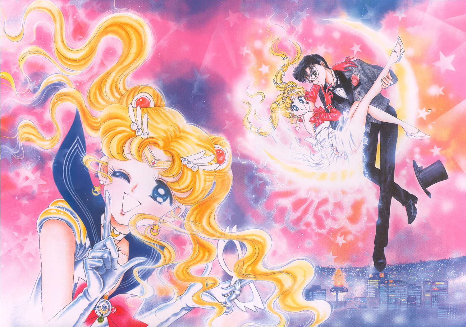 black_hair, blonde_hair, blue_eyes, chiba_mamoru, mask, sailor_moon, sailor_moon_(character), school_uniform
