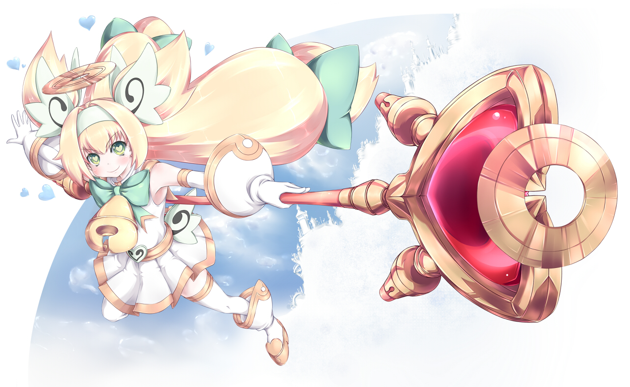 blazblue, blonde_hair, green_eyes, halo, platinum_the_trinity, wand