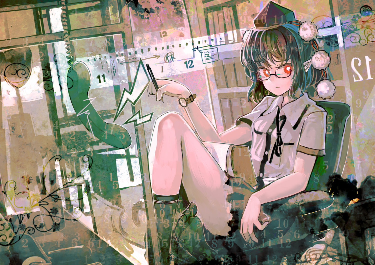 glasses, organ_derwald, pointed_ears, shameimaru_aya, touhou