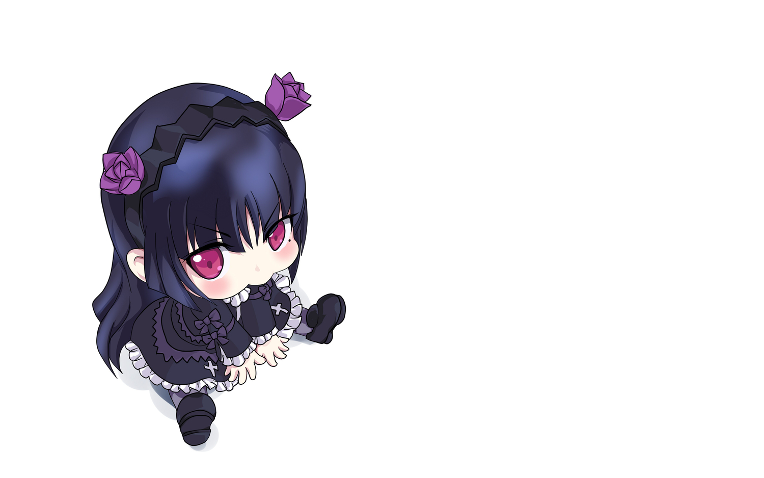 black_hair, chibi, gokou_ruri, guchurimu_genrishugi, lolita_fashion, long_hair, ore_no_imouto_ga_konna_ni_kawaii_wake_ga_nai, purple_eyes, white