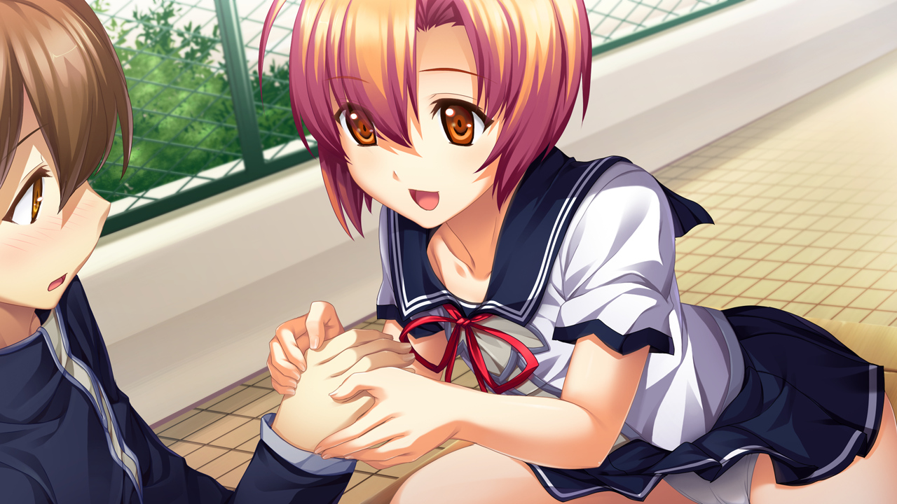 agano_hikaru, akatsuki-works, game_cg, izuna_zanshinken, male, musumi_koutarou, orange_eyes, panties