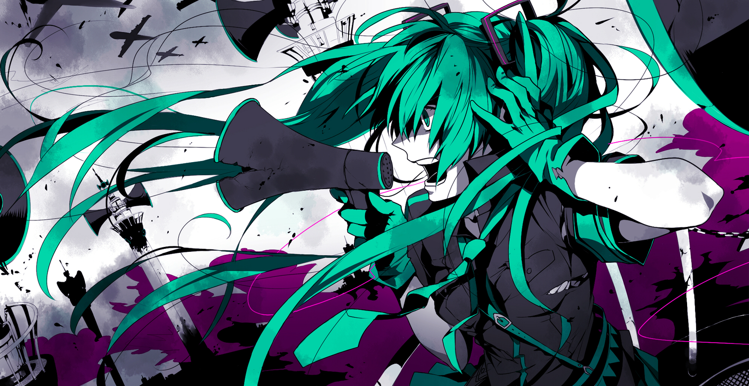 aqua_eyes, aqua_hair, hatsune_miku, kazari_tayu, koi_wa_sensou_(vocaloid), twintails, vocaloid