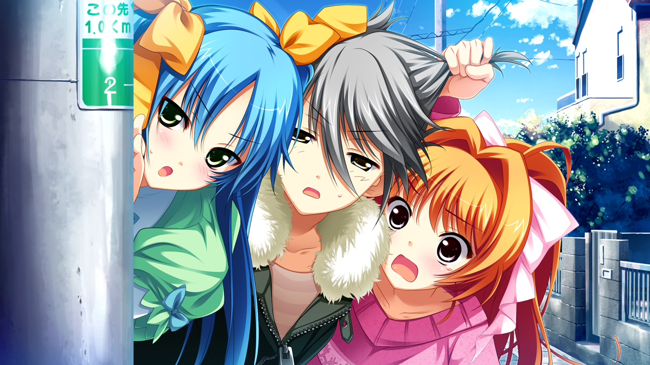 asa_project, game_cg, hiiragi_akeo, kinomoto_mayo, kinomoto_sakuya, panta, renai_zero_kilometer