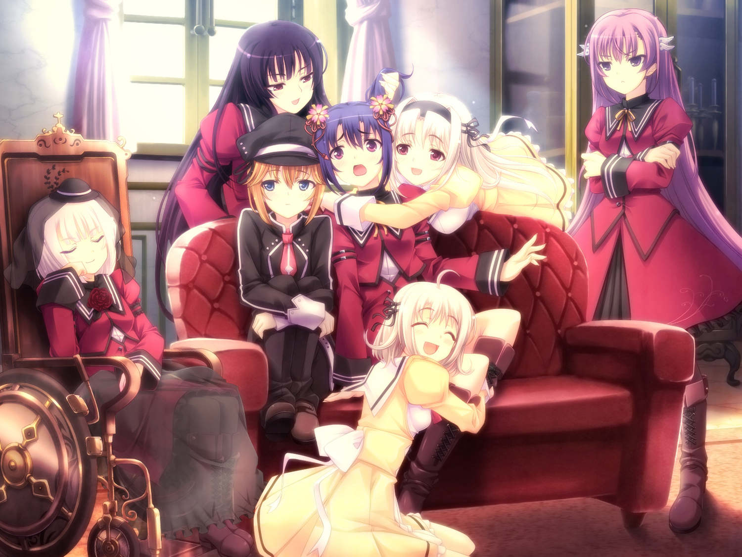 couch, futami_ayame, game_cg, group, juuniji_ikoi, male, natsuhi_hikaru, natsuhi_mitsu, otoko_no_ko, tagme_(artist), tenshi_no_hane_wo_fumanaide, twins, yuuzutsu_hanene