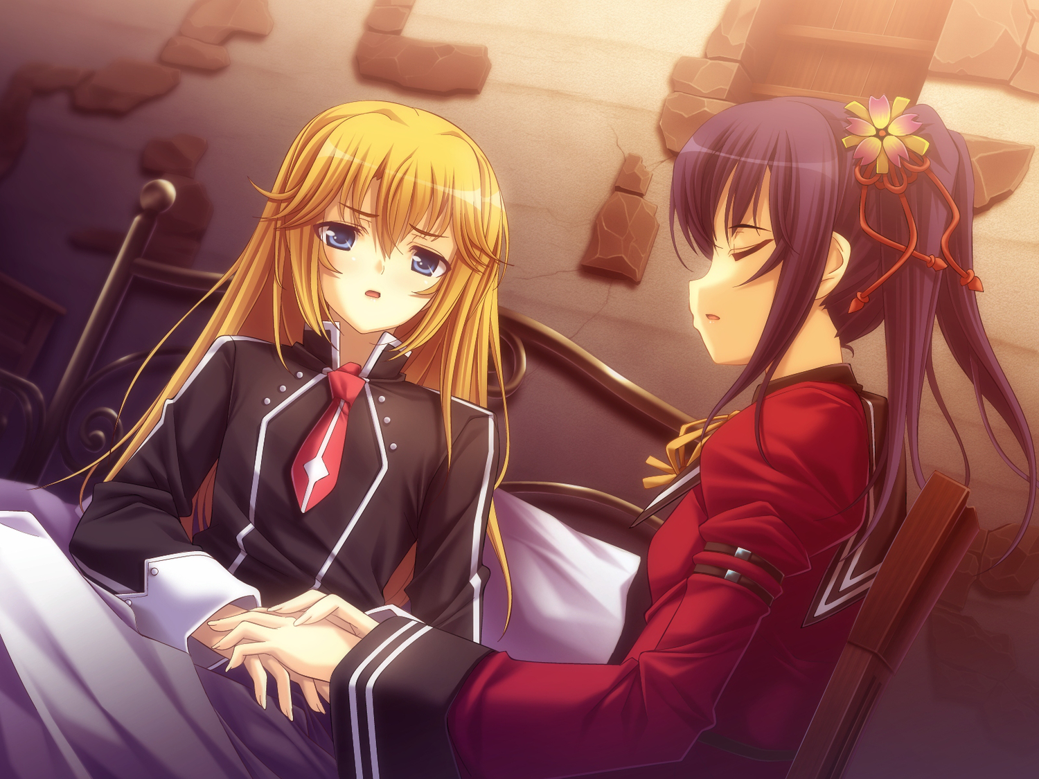 blonde_hair, blue_eyes, futami_ayame, futami_sora, game_cg, long_hair, male, otoko_no_ko