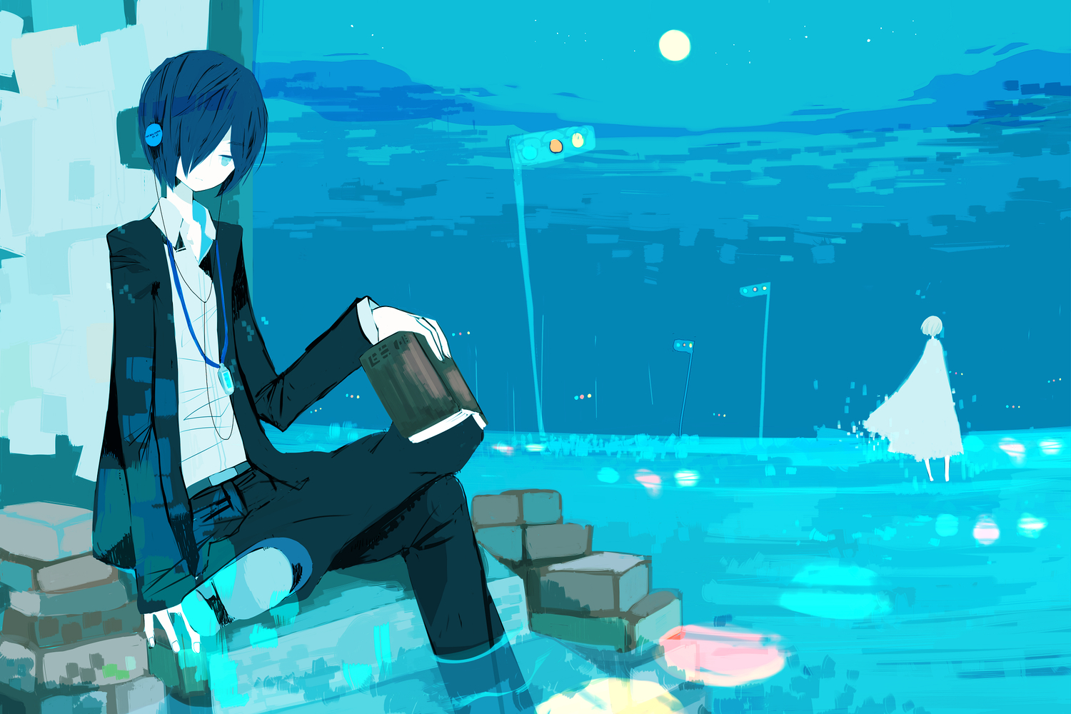 arisato_minato, headphones, jippun_maru, persona, persona_3