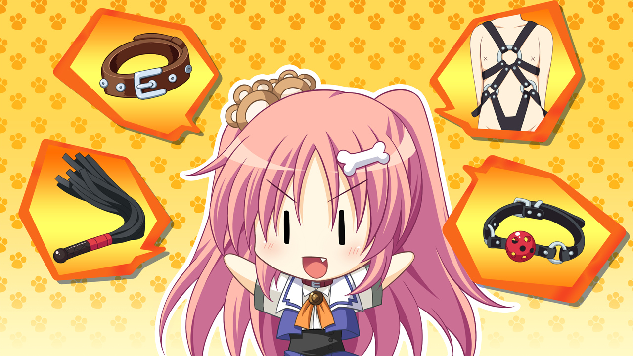bondage, chibi, fang, gag, game_cg, mashiro_summer, pink_hair, school_uniform