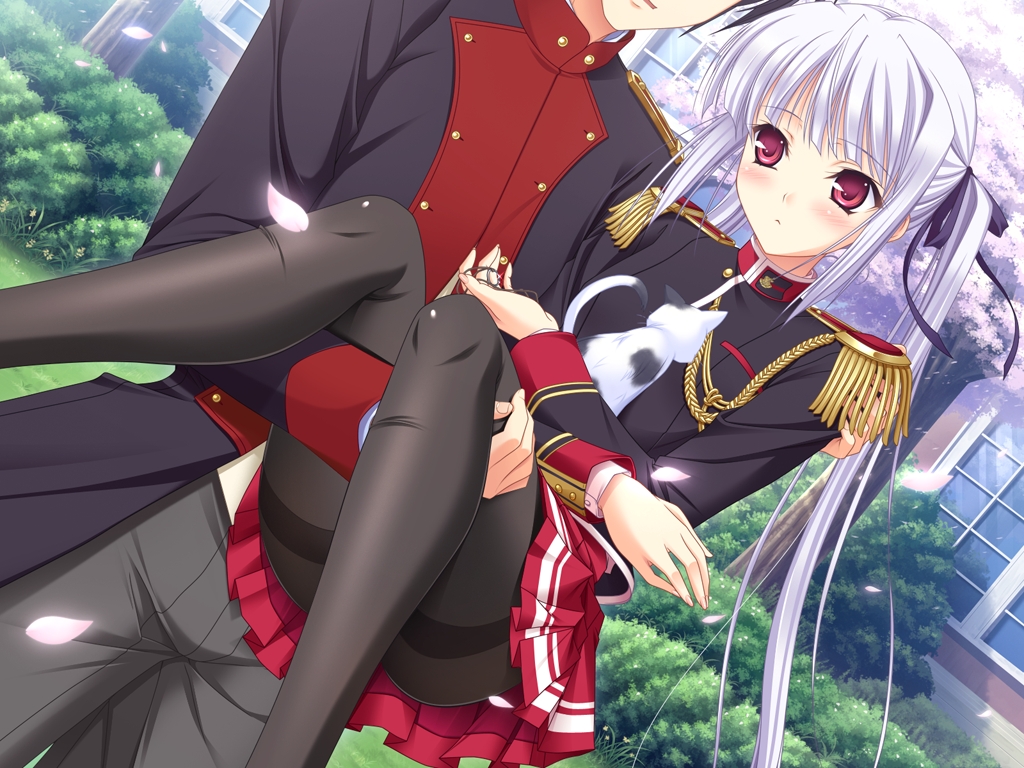 blush, game_cg, gray_hair, komori_kei, lisa_eostre, long_hair, pantyhose, ricotta