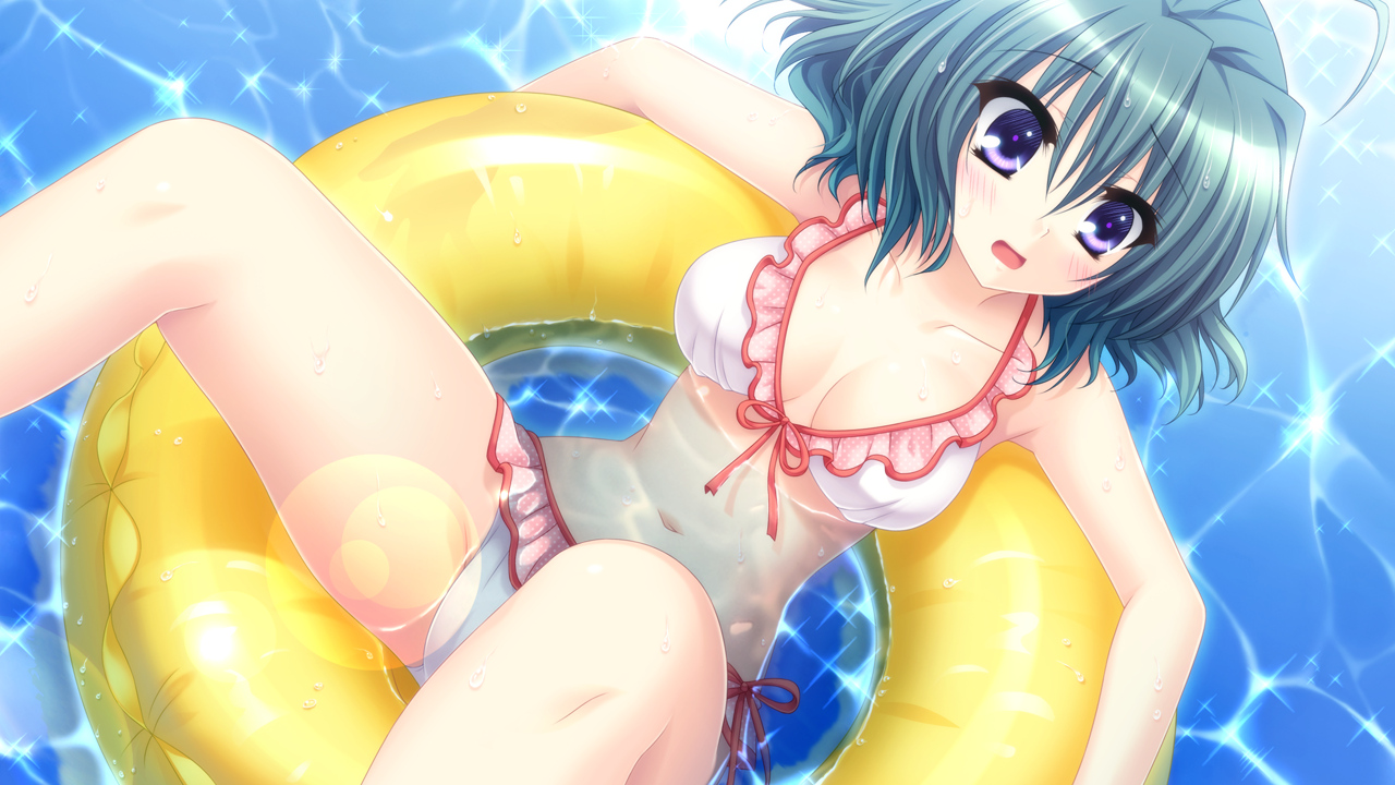 bikini, game_cg, ikura_nagisa, mashiro_summer, misaki_mio, short_hair, swimsuit, water