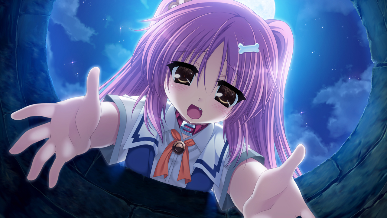 game_cg, ikura_nagisa, mashiro_summer, moon, night, pink_hair, school_uniform, sonobe_kaho