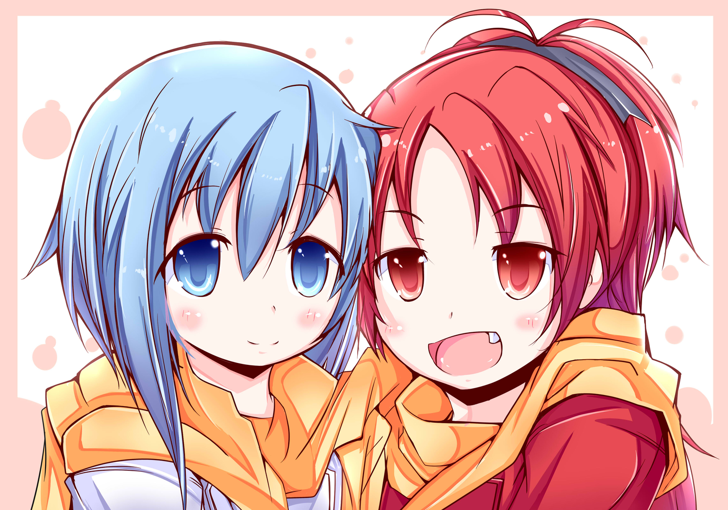 2girls, blue_eyes, blue_hair, long_hair, mad_(hazukiken), mahou_shoujo_madoka_magica, miki_sayaka, red_eyes