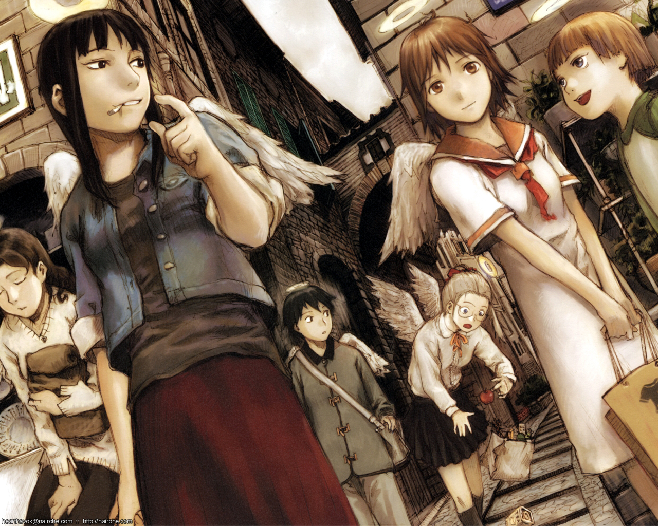 haibane_renmei, kana, kuu, rakka, reki