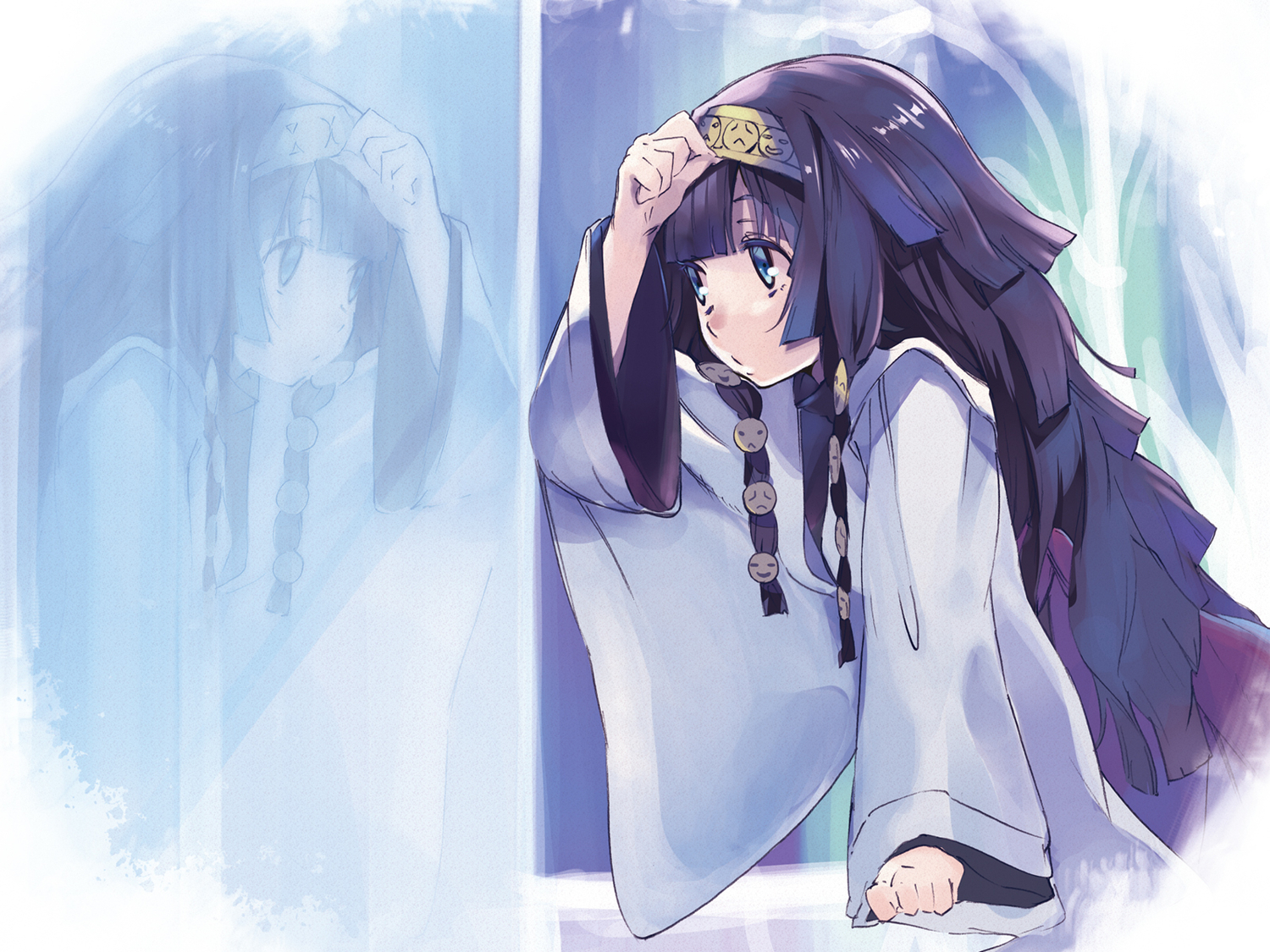 alluka_zoldyck, black_hair, blue_eyes, headband, hunter_x_hunter, long_hair