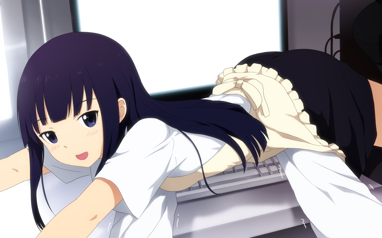 apron, cait, computer, working!!, yamada_aoi