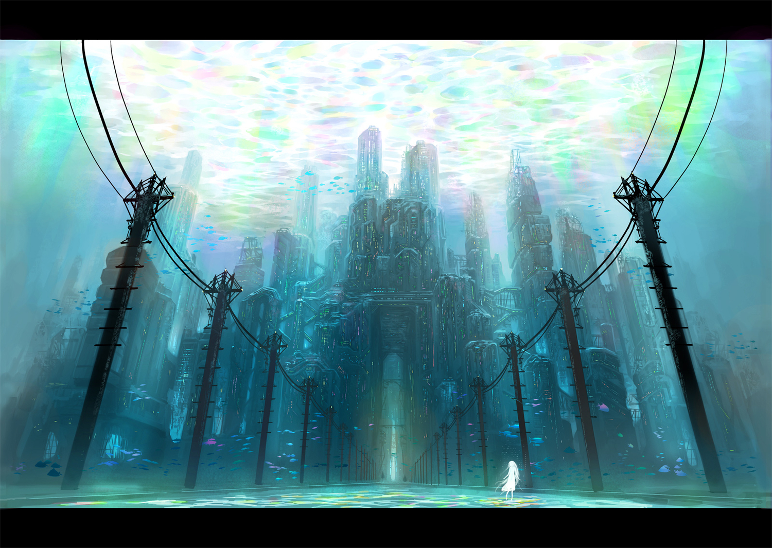 city, denki, dress, original, underwater, water
